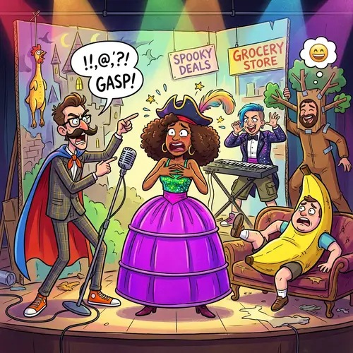 Hilarious & Quirky Cartoon Illustration of Diverse Characters Overacting