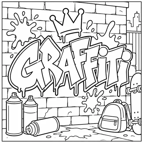 Graffiti Coloring Page for Creative Kids
