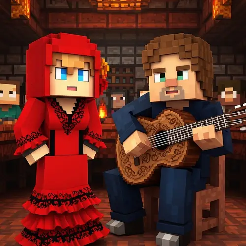Minecraft Pixel Art Flamenco Characters