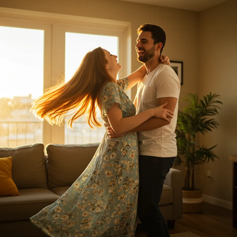 Dancing Couple at Home: Joyful Moments