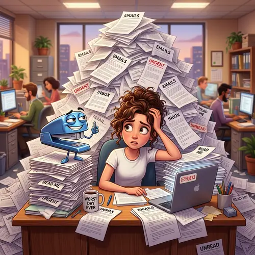 Comic Office Scene with Sofia and Clippy