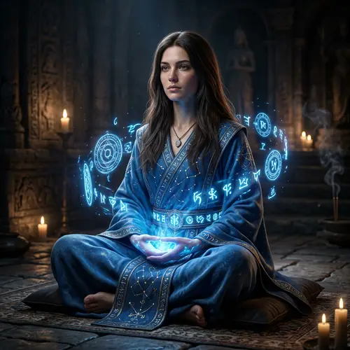 Hyperrealistic Fantasy Portrait of a Meditating Woman