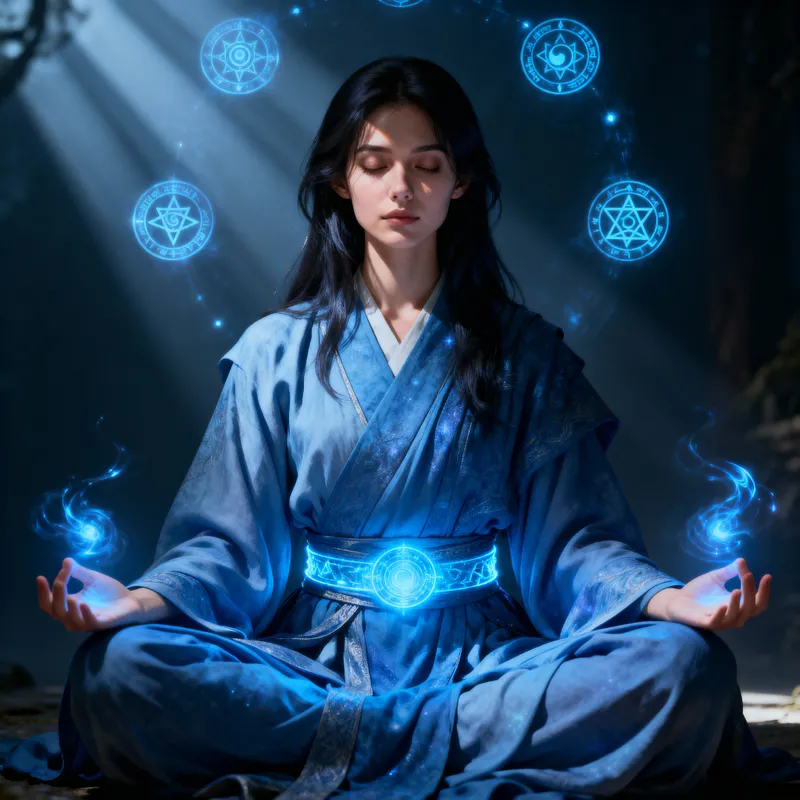 Hyperrealistic Fantasy Portrait of a Meditating Woman