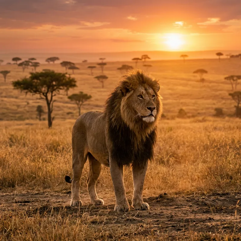 Majestic Lion Standing Proud in African Savannah