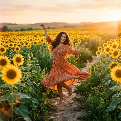 Graceful Dance in a Sunflower Field