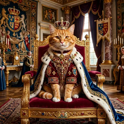 Royal Orange Cat Outfit - Stylish Feline Fashion