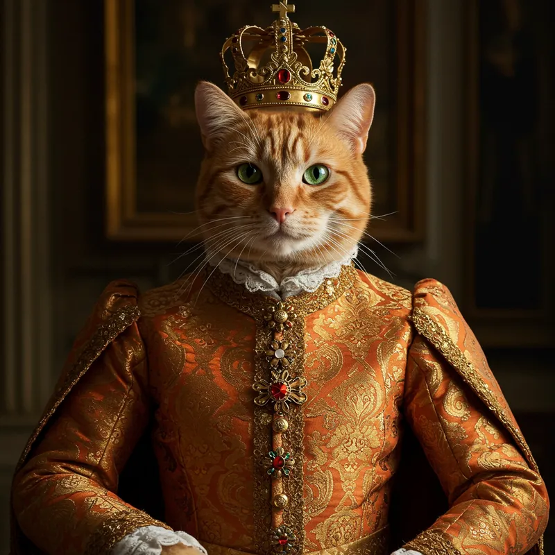Royal Orange Cat Outfit - Stylish Feline Fashion