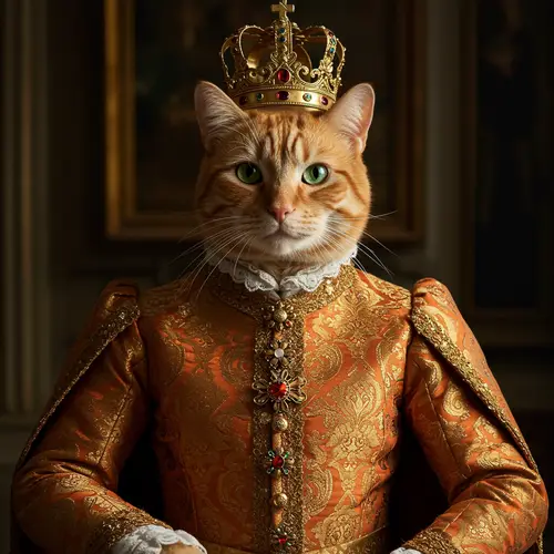 Royal Orange Cat Outfit - Stylish Feline Fashion