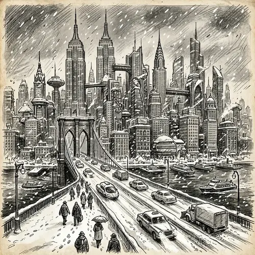 Sketchy Winter Wonderland of New York