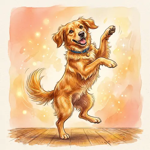 Joyful Mixed-Breed Dog Dancing Illustration