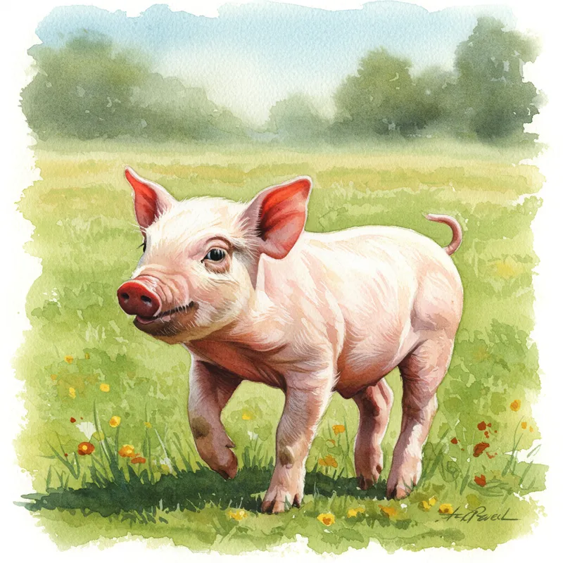 Adorable Piglet in Vibrant Watercolor