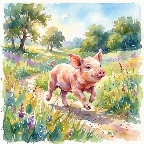 Adorable Piglet in Vibrant Watercolor