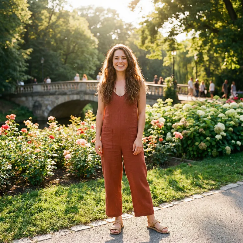 Stylish Girl Poses in Summer Outfit - City Park Fashion Portrait