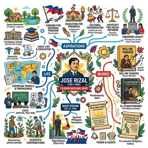 Jose Rizal Life & Achievements: Visual Mind Map