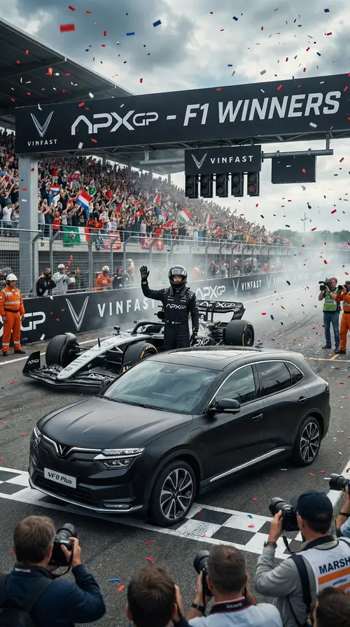 VinFast VF8 Plus: A Stunning Finish Line Scene