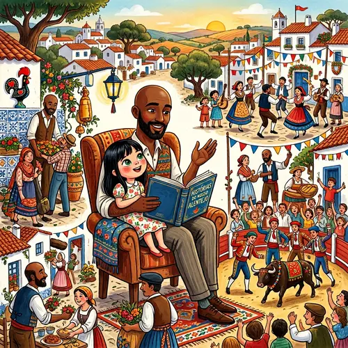 Heartwarming Tale of a Portuguese Village: Children's Book Illustration