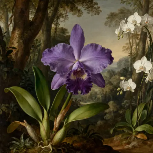 Violet Orchid Portrait in Da Vinci Style