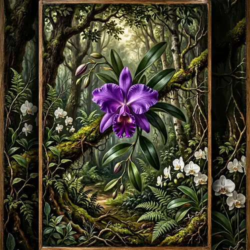 Violet Orchid Portrait in Da Vinci Style