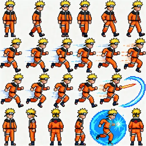 Naruto RPG Pixel Art Sprite Sheet for Game Development