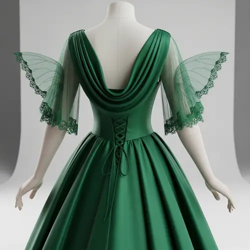 Bénitier Back Dress with Godet Skirt