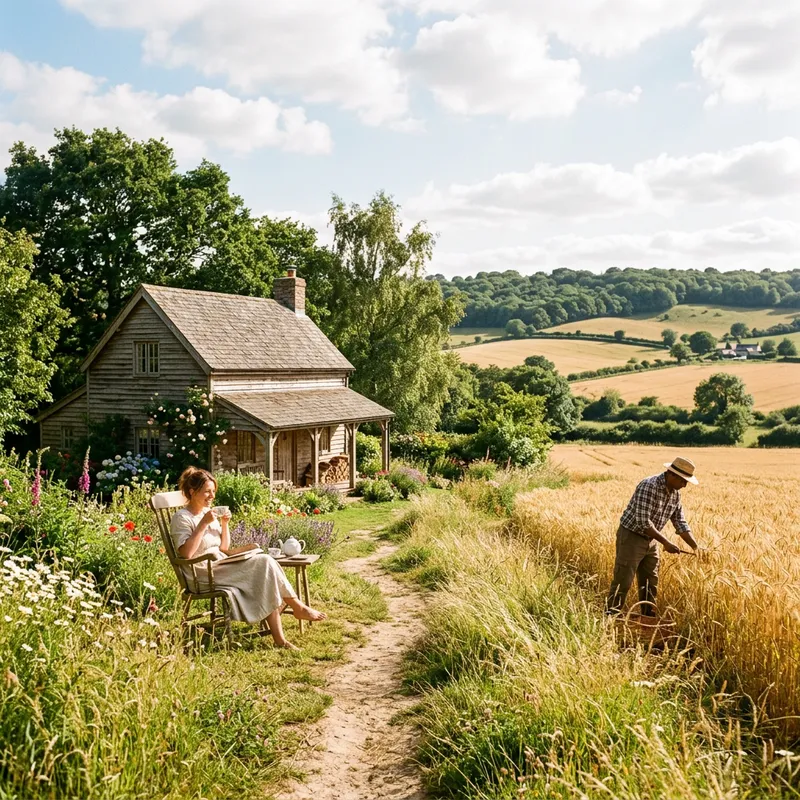 Picturesque Countryside Landscape with Charming Rustic House