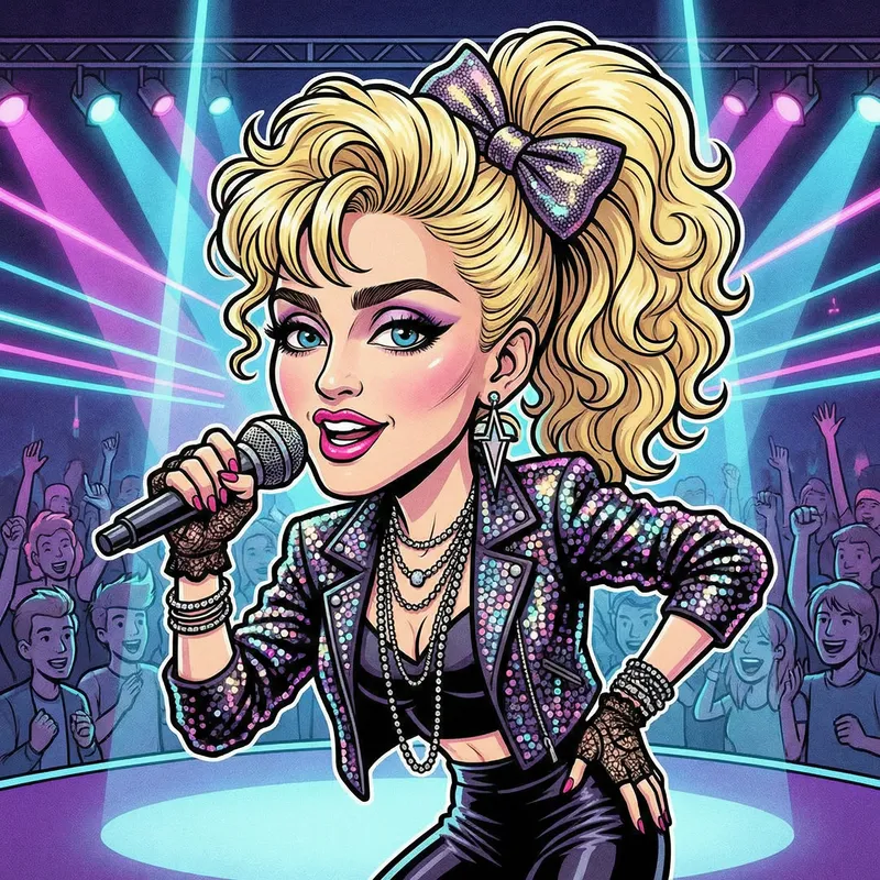 Madonna Cartoon Caricature: 80s Pop Icon Madonna Cartoon Caricature: 80s Pop Icon