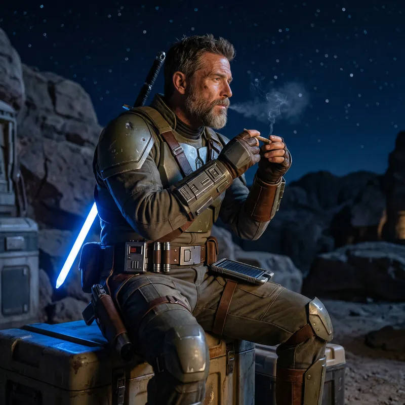 Futuristic Jedi Knight Smoking Blunt