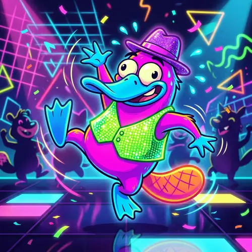 Neon Platypus Illustration - Fun, Exaggerated Digital Artwork