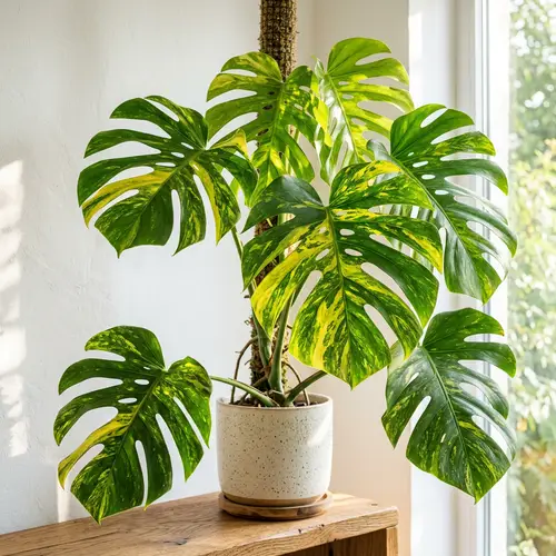 Monstera Aurea Plant: Fresh Green & Yellow Leaves
