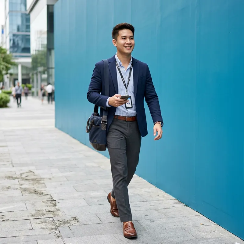 Thai Office Worker | Smart Business Casual Walking
