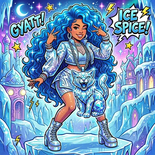 Ice Spice: Playful Hispanic Character with Electric Blue Hair