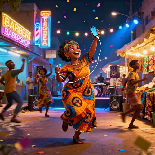 Vibrant Pixar-Style Nigerian Street Scene
