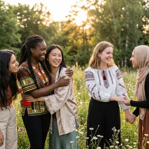 Diverse Young Women Radiating Joy and Love