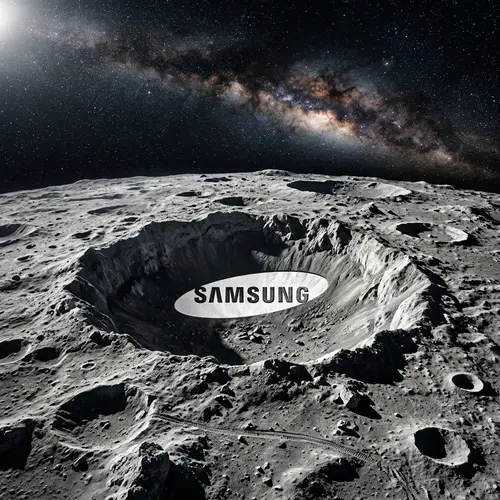Samsung Logo on Moon | Celestial Landscape Art