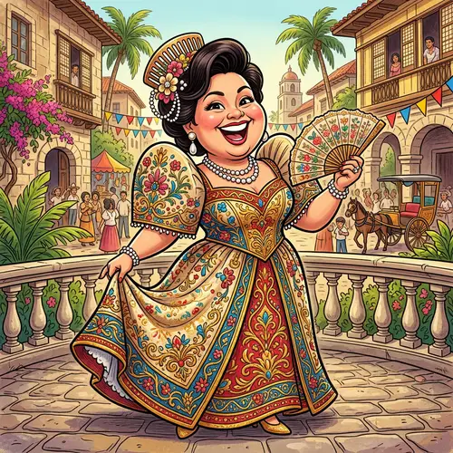 Caricature in Filipiniana Dress Art