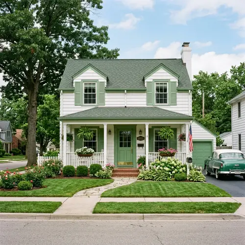 Charming Green and White House Design