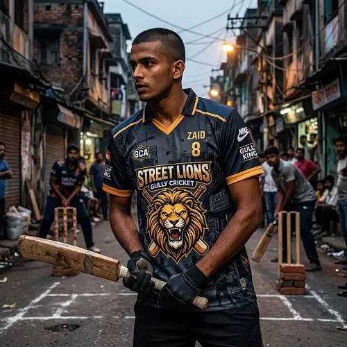 Lion-Themed Jersey Design for Gully Cricket