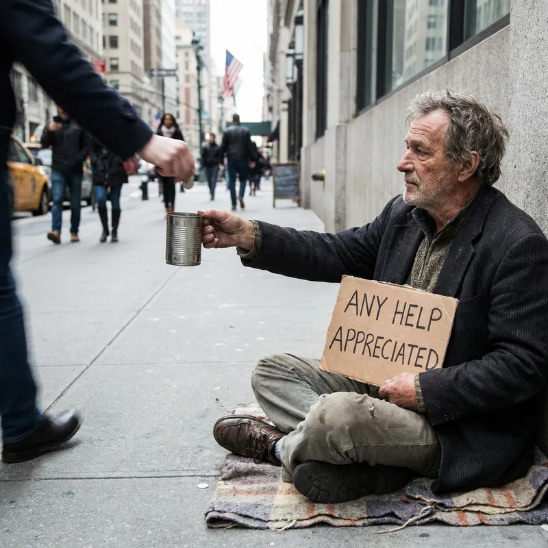 Beggar Asking for Help