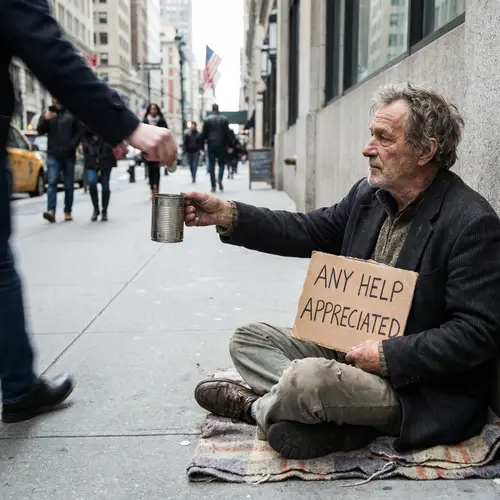Beggar Asking for Help