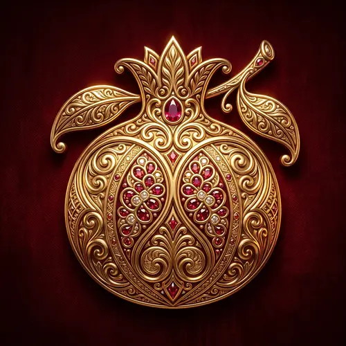Luxurious Chromed Gold Pomegranate Icon