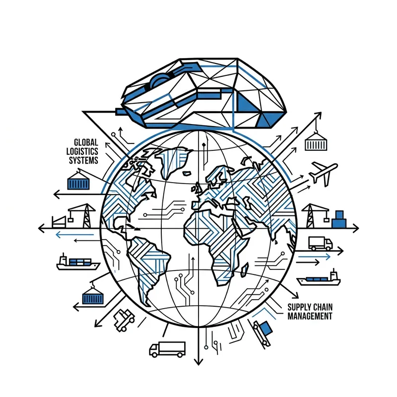 Minimalist Logistics Illustration: Mouses-twins in Control
