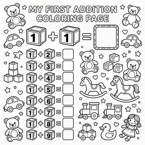 Children's Coloring Book: Learn Math with Fun Wooden Cubes
