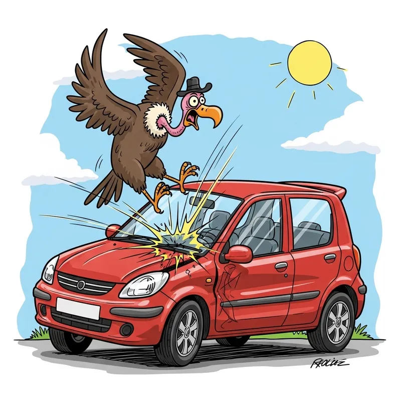 Funny Vulture Cartoon: Vulture vs. Car
