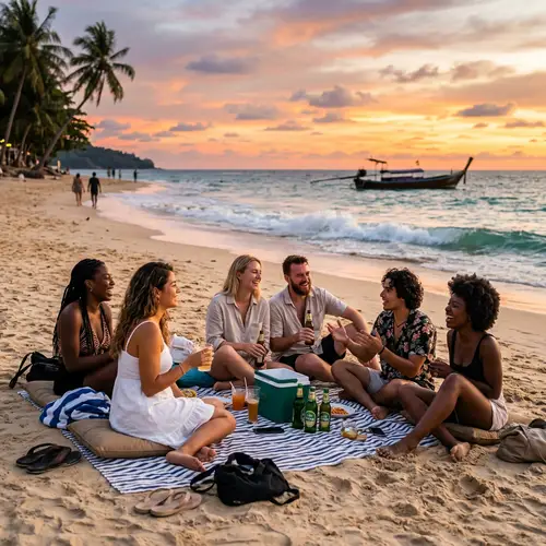 Sunset Gathering at Phuket Beach with Friends