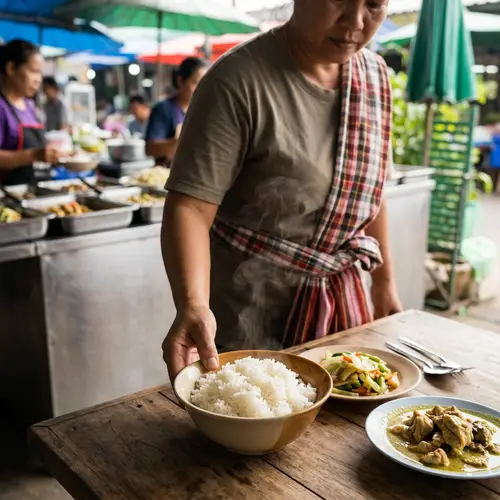 Thai Steamed Rice with Waist Scarf