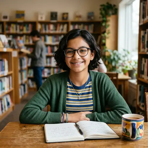 Hispanic Girl with Short Hair and Glasses
