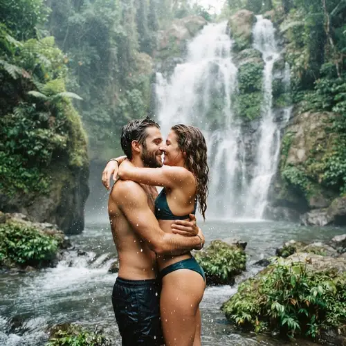 Eternal Love Under a Waterfall