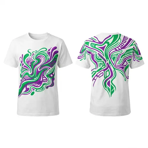 Vibrant Green & Purple T-Shirt Design Showcase