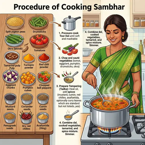 Authentic South Indian Sambhar Recipe | Ingredients & Procedure