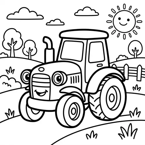 Toy Tractor Coloring Page for 2-Year-Olds